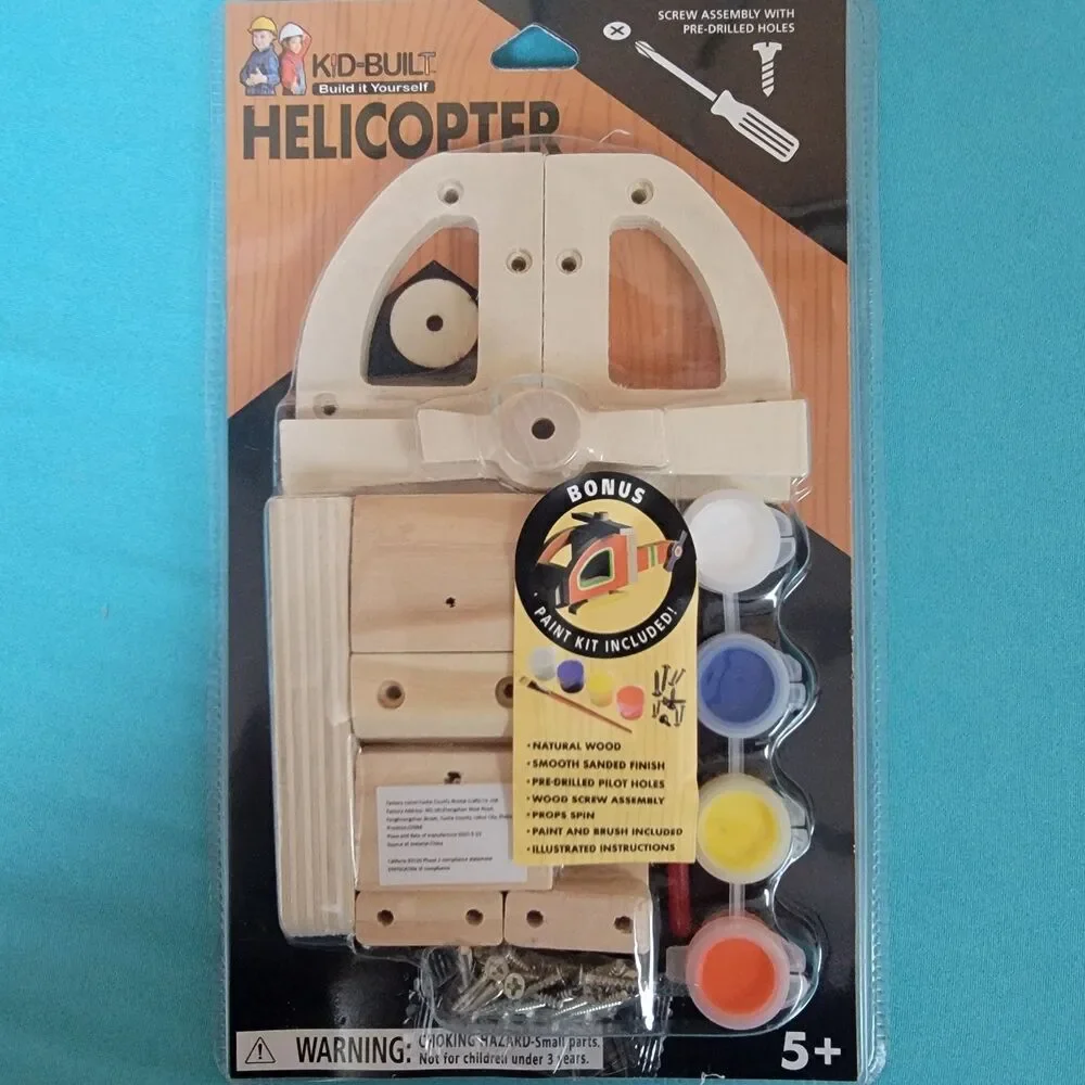 Kid-Built Helicopter Build-It-Yourself Wooden Toy Kit Paint